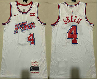 Men's Houston Rockets #4 Jalen Green White 2023 City Icon Sponsor Swingman Jersey