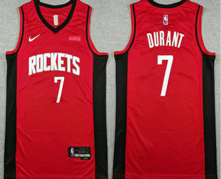 Men's Houston Rockets #7 Kevin Durant Red Sponsor Swingman Jersey