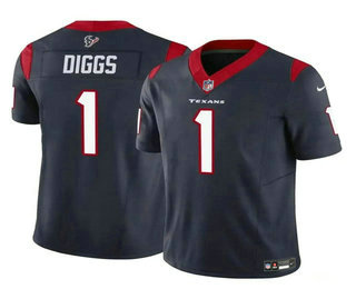 Men's Houston Texans #1 Stefon Diggs Navy 2024 FUSE Vapor Stitched Jersey
