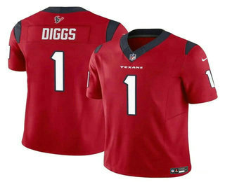 Men's Houston Texans #1 Stefon Diggs Red 2024 FUSE Vapor Stitched Jersey