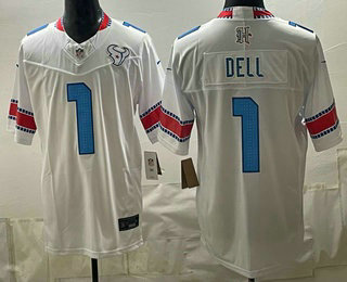 Men's Houston Texans #1 Tank Dell White 2026 FUSE Rivalries Collection Limited Stitched Jersey
