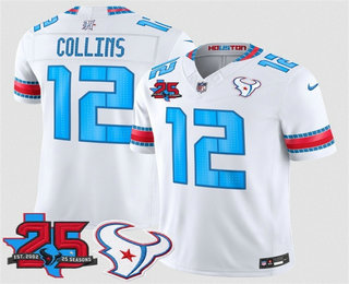 Men's Houston Texans #12 Nico Collins White 2026 25TH Patch FUSE Rivalries Collection Limited Jersey