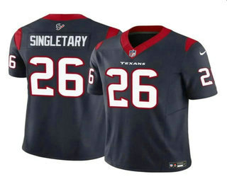 Men's Houston Texans #26 Devin Singletary Navy 2023 FUSE Vapor Stitched Jersey