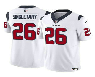 Men's Houston Texans #26 Devin Singletary White 2023 FUSE Vapor Stitched Jersey