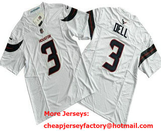 Men's Houston Texans #3 Tank Dell Limited White FUSE Vapor Jersey