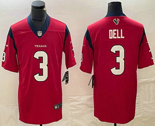 Men's Houston Texans #3 Tank Dell Red 2022 Vapor Untouchable Stitched Nike Limited Jersey