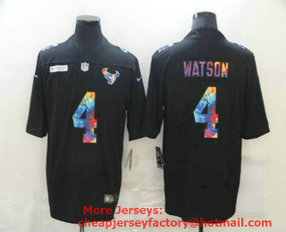 Men's Houston Texans #4 Deshaun Watson Multi-Color Black 2020 NFL Crucial Catch Vapor Untouchable Nike Limited Jersey