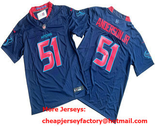 Men's Houston Texans #51 Will Anderson Jr Limited Navy Alternate FUSE Vapor Jersey