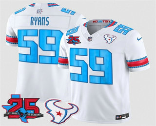 Men's Houston Texans #59 Aiden Fisher White 2026 25TH Patch FUSE Rivalries Collection Limited Jersey