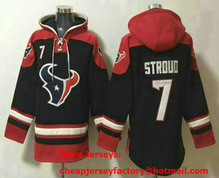 Men's Houston Texans #7 CJ Stroud Navy Blue Ageless Must Have Lace Up Pullover Hoodie