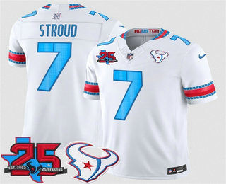Men's Houston Texans #7 CJ Stroud White 2026 25TH Patch FUSE Rivalries Collection Limited Jersey