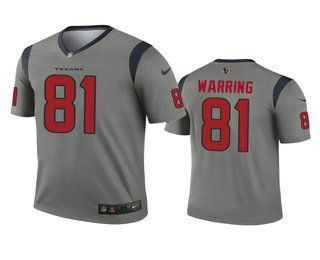 Men's Houston Texans #81 Kahale Warring Gray Inverted Legend Jersey