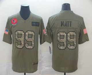Men's Houston Texans #99 J.J. Watt Olive Camo 2019 Salute To Service Stitched NFL Nike Limited Jersey