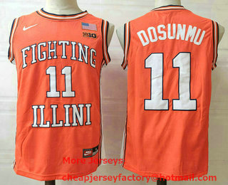 Men's Illinois Fighting Illini #11 Ayo Dosunmu Orange College Basketball Jersery