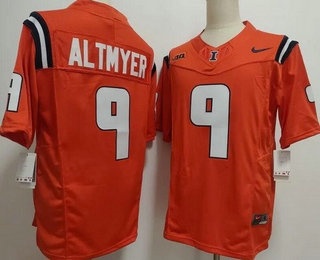 Men's Illinois Fighting Illini #9 Luke Altmyer Limited Orange College Football Jersey