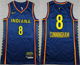 Men's Indiana Fever #8 Sophie Cunningham Navy Stitched Jersey