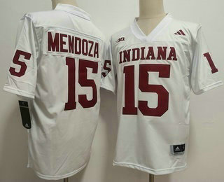 Men's Indiana Hoosiers #15 Fernando Mendoza White College Football Jersey