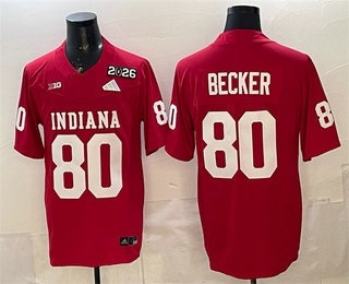 Men's Indiana Hoosiers #80 Charlie Becker Red FUSE 2026 Champions College Football Jersey