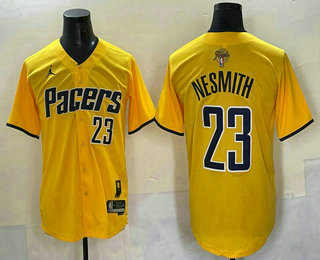 Men's Indiana Pacers #23 Aaron Nesmith Yellow 2025 Finals Vapor Stitched Baseball Jersey