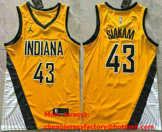 Men's Indiana Pacers #43 Pascal Siakam Yellow Swingman Jersey