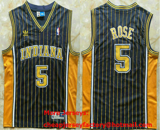 Men's Indiana Pacers #5 Jalen Rose Black Stripes Hollywood Classic Throwback Swingman Jersey
