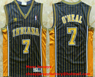Men's Indiana Pacers #7 Jermaine O'Neal Black Stripes Hollywood Classic Throwback Swingman Jersey