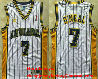 Men's Indiana Pacers #7 Jermaine O'Neal White Stripes Hollywood Classic Throwback Swingman Jersey