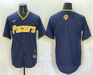 Men's Indiana Pacers Blank Navy 2025 Finals Vapor Stitched Baseball Jersey