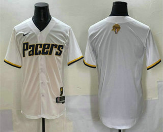 Men's Indiana Pacers Blank White 2025 Finals Vapor Stitched Baseball Jersey