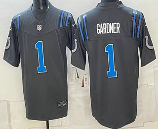 Men's Indianapolis Colts #1 Sauce Gardner Anthracite 2026 FUSE Rivalries Collection Limited Stitched Jersey