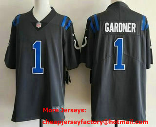 Men's Indianapolis Colts #1 Sauce Gardner Anthracite 2026 Vapor Rivalries Collection Limited Stitched Jersey