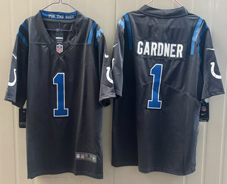 Men's Indianapolis Colts #1 Sauce Gardner Anthracite 2026 Vapor Rivalries Collection Limited Stitched Jersey