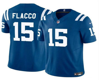 Men's Indianapolis Colts #15 Joe Flacco Blue 2024 FUSE Vapor Limited Stitched Football Jersey