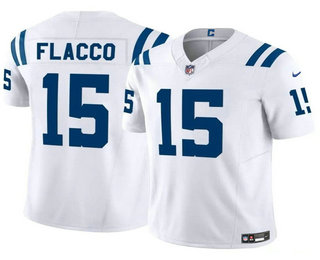 Men's Indianapolis Colts #15 Joe Flacco White 2024 FUSE Vapor Limited Stitched Football Jersey
