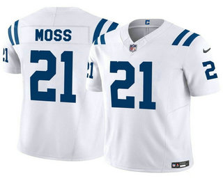 Men's Indianapolis Colts #21 Zack Moss White 2023 FUSE Vapor Limited Stitched Jersey