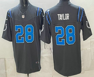 Men's Indianapolis Colts #28 Jonathan Taylor Anthracite 2026 FUSE Rivalries Collection Limited Stitched Jersey
