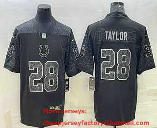 Men's Indianapolis Colts #28 Jonathan Taylor Black Reflective Limited Stitched Football Jersey