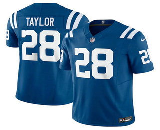 Men's Indianapolis Colts #28 Jonathan Taylor Blue 2023 FUSE Vapor Stitched Jersey