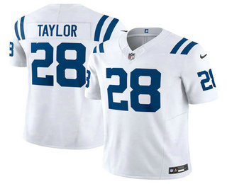 Men's Indianapolis Colts #28 Jonathan Taylor White 2023 FUSE Vapor Stitched Jersey