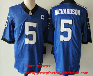 Men's Indianapolis Colts #5 Anthony Richardson Royal 2023 FUSE Indiana Nights Limited Stitched Jersey