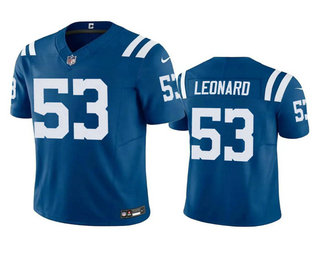 Men's Indianapolis Colts #53 Shaquille Leonard Blue 2023 FUSE Vapor Stitched Jersey