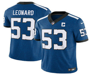 Men's Indianapolis Colts #53 Shaquille Leonard Royal 2023 FUSE Indiana Nights Limited Stitched Jersey
