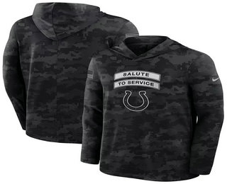 Men's Indianapolis Colts Black 2026 Salute to Service Sideline Lightweight Hoodie Long Sleeve Top