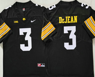 Men's Iowa Hawkeyes #3 Cooper DeJean Black College Football Jersey