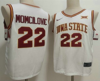 Men's Iowa State Cyclones #22 Milan Momcilovic White College Basketball Jersey