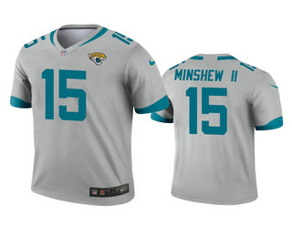 Men's Jacksonville Jaguars #15 Gardner Minshew Silver Inverted Legend Jersey