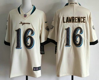 Men's Jacksonville Jaguars #16 Trevor Lawrence Cream 2026 Vapor Rivalries Collection Limited Stitched Jersey