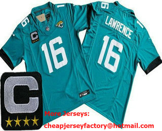 Men's Jacksonville Jaguars #16 Trevor Lawrence Limited Green C Patch FUSE Vapor Jersey