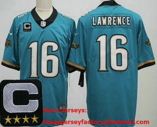 Men's Jacksonville Jaguars #16 Trevor Lawrence Limited Teal Prowler Throwback C Patch Vapor Jersey