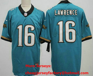 Men's Jacksonville Jaguars #16 Trevor Lawrence Limited Teal Prowler Throwback Vapor Jersey